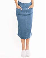 DenimEase™ Flat Waist Midi Skirt thumbnail number 1