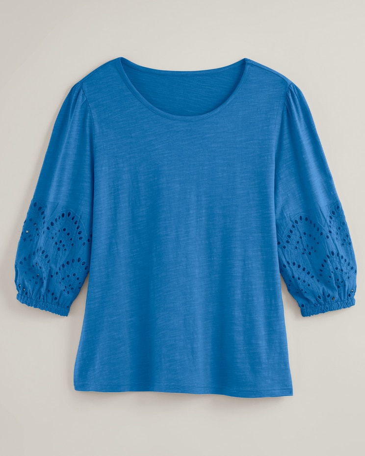Eyelet Textured Slub Knit Top image number 1