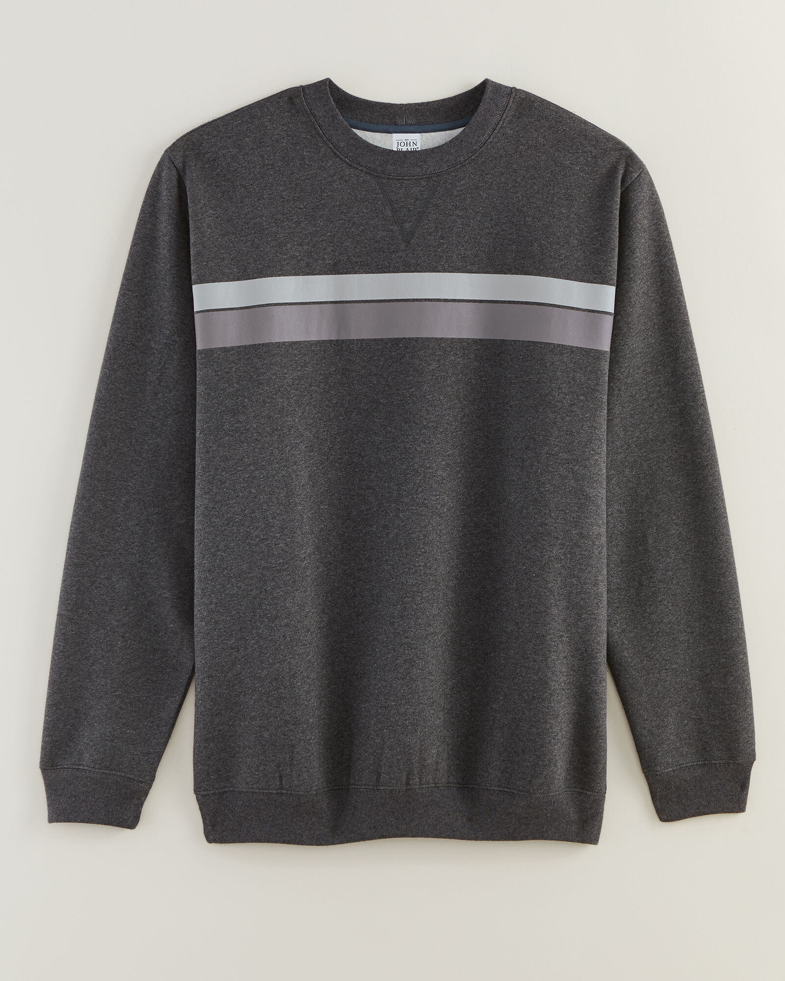 John Blair Supreme Fleece Long Sleeve Stripe Sweatshirt Blair