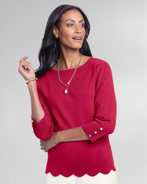 Madison Scalloped-Hem Sweater