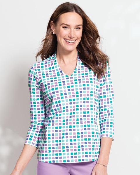 Prima™ Watercolor Check Narrow-V Tee