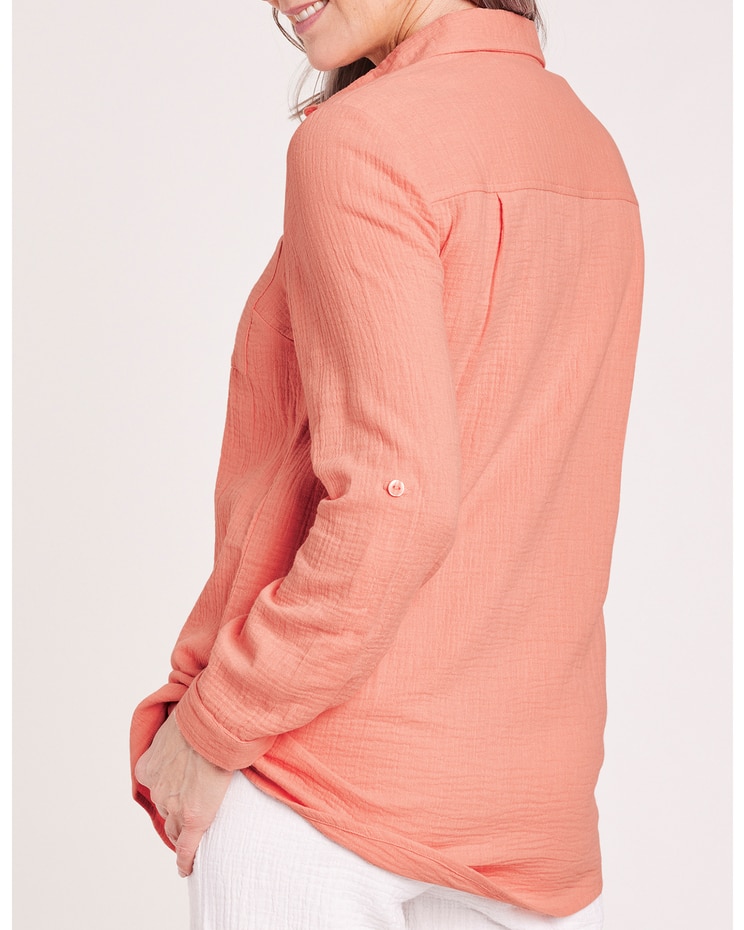 Gauze Button-Up Big Shirt image number 3