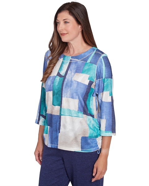 Alfred Dunner® French Quarter Blue Tone Box Print Tee