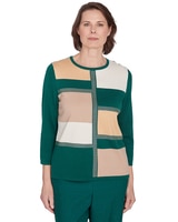 Alfred Dunner® Emerald Isle Color blocking Gold Trim Sweater thumbnail number 1