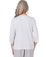 Alfred Dunner® Charleston Striped Embroidered Top thumbnail number 2