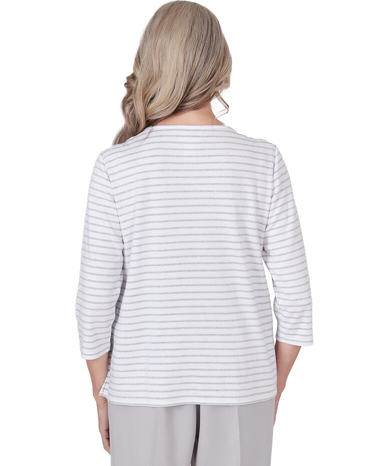 Alfred Dunner® Charleston Striped Embroidered Top image number 2