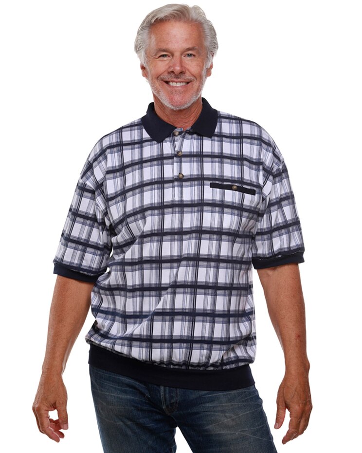 Palmland® Windowpane Banded Bottom Polo image number 1
