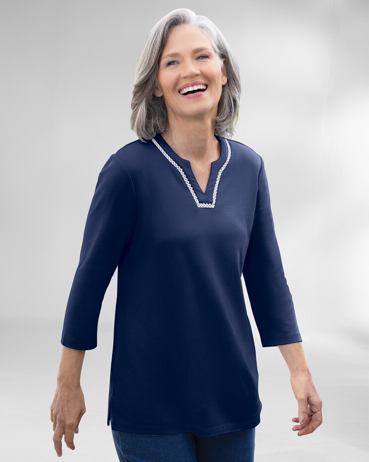 Lace-Edged Notch-Neck Tunic image number 2