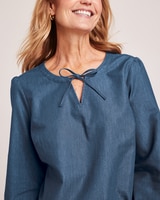 Lightweight Denim Popover Top thumbnail number 5
