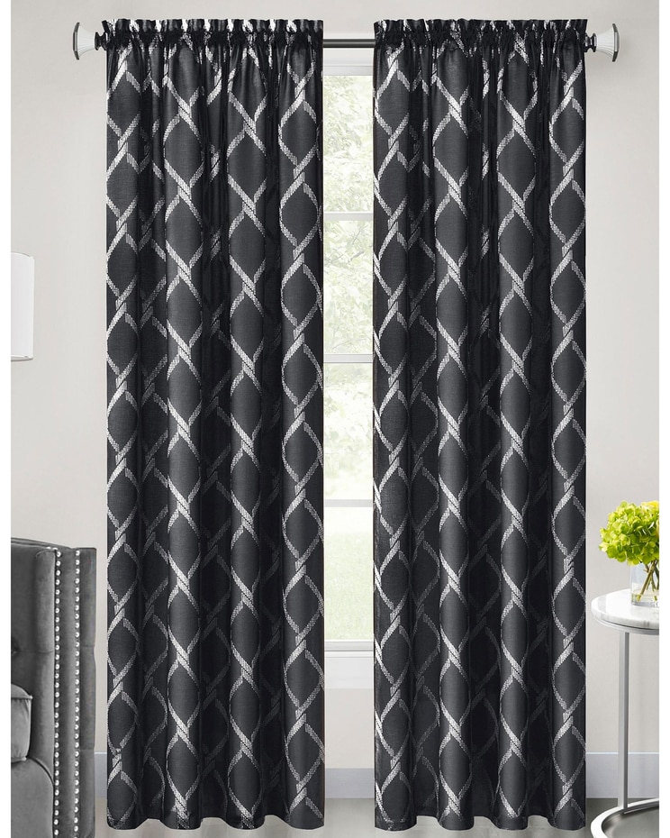 Bombay Double Layered Rod Pocket Window Curtain Panel image number 1