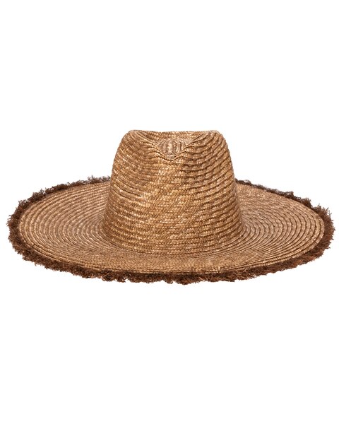 No Retouch- Wheat Straw Fedora With Frayed Raffia Trim Hat