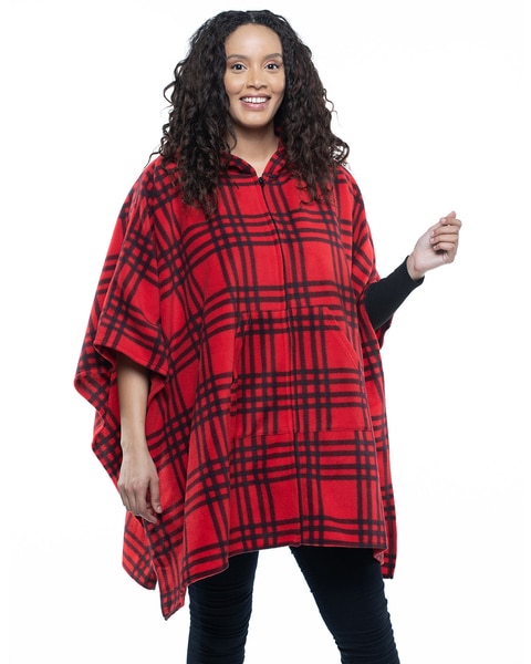 Printed Fleece Hooded Wrap