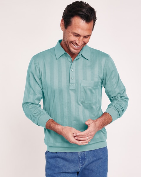 Blair Long-Sleeve Tone-On-Tone Polo