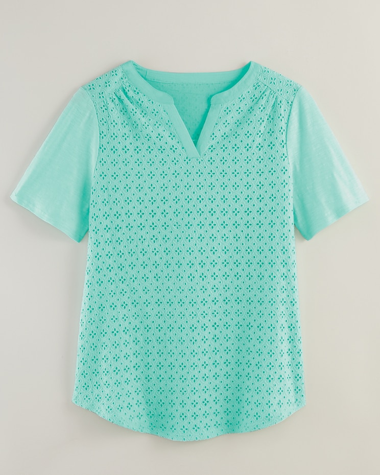 Mixed Media Eyelet Top image number 4