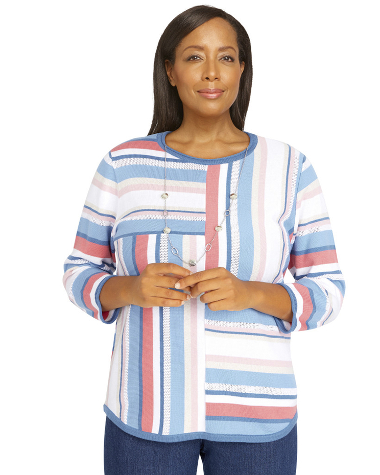 Alfred Dunner® Peace Of Mind Multistripe Sweater image number 1