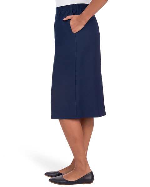 Alfred Dunner® Cinch Waist Midi Skirt with Slant Pockets