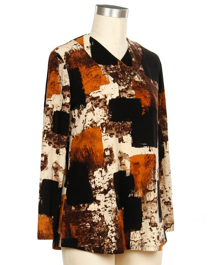 Southern Lady Long Sleeve Tiffany Print Top image number 1