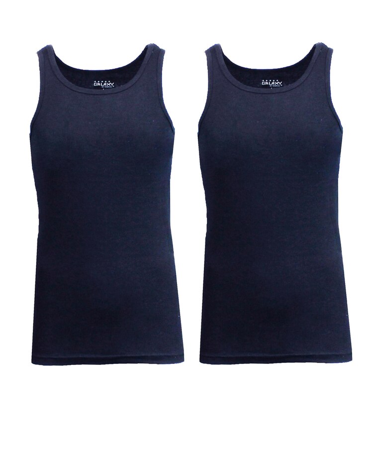 Galaxy By Harvic Men’s Famous Heavyweight Ribbed Tank Top - 2 Pack image number 1