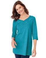 Embroidered Pointelle Tunic thumbnail number 1