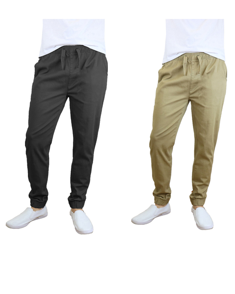 Galaxy By Harvic Slim Fit Twill Jogger Pants-2 Pack