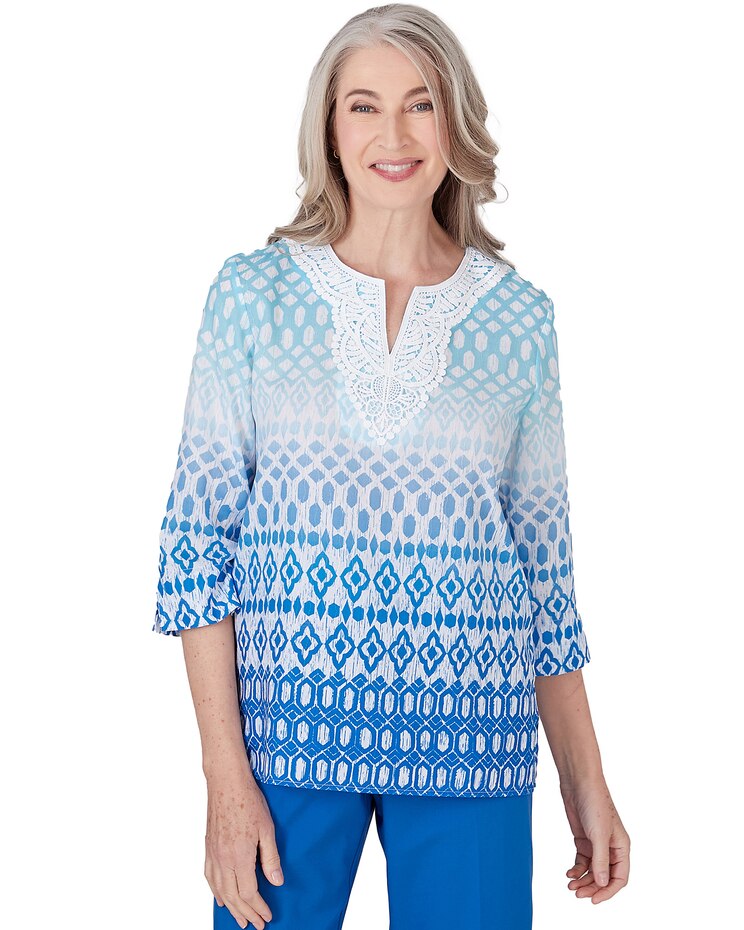 Alfred Dunner® Neptune Beach Ombre Diamond Print Tunic image number 1