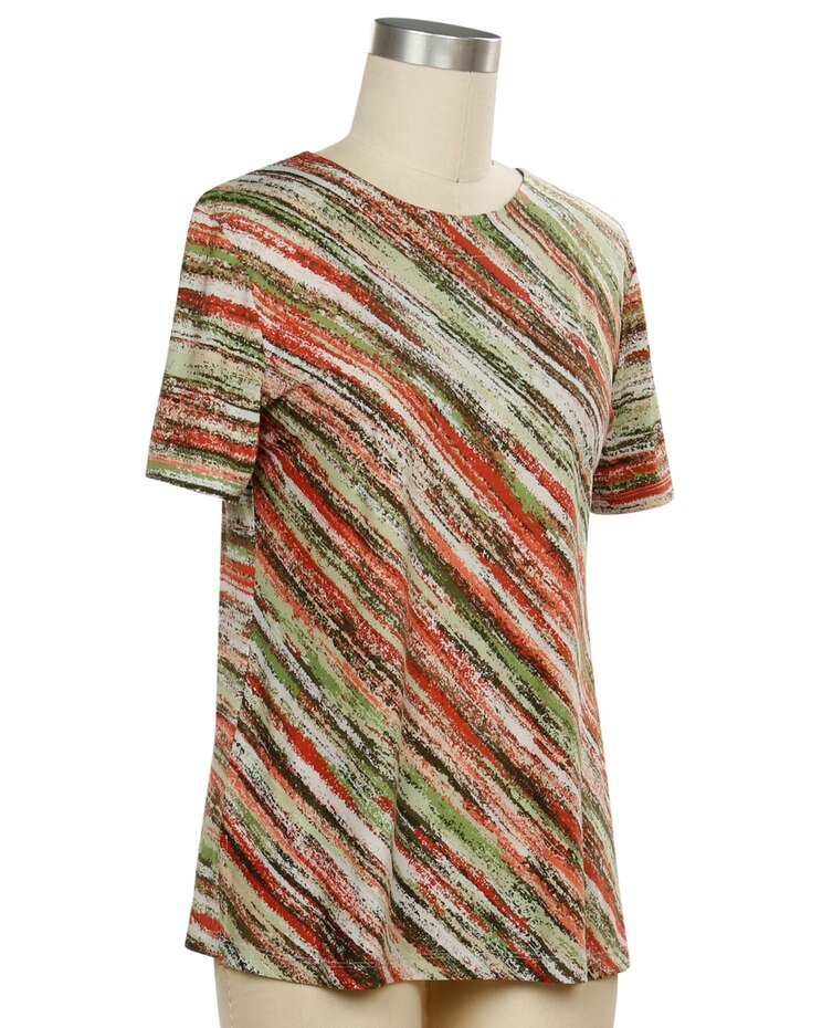Southern Lady Short Sleeve Brittany Stripe Print Top image number 1