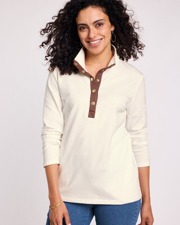 Better-Than-Basic Henley Sweatshirt image number 1