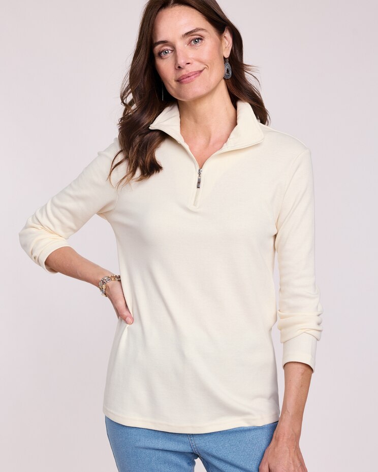Essential Knit Quarter-Zip Top image number 1