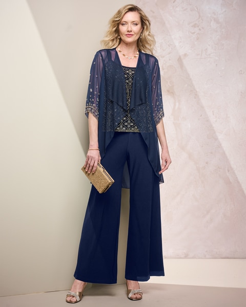 Beaded 3-Piece Pant Set