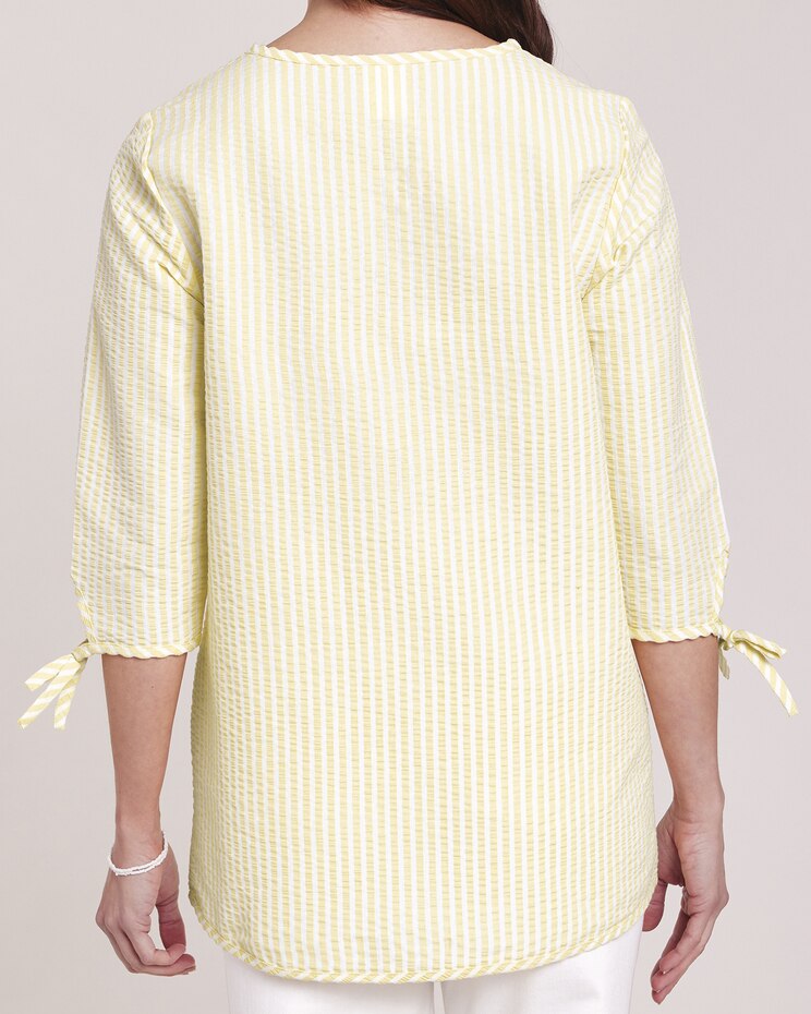 Tie Three-Quarter Sleeve Seersucker Tunic image number 2