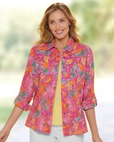 Crinkled Cotton Tropical Print Shirt thumbnail number 1