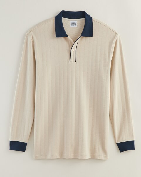 John Blair Long-Sleeve Textured Polo