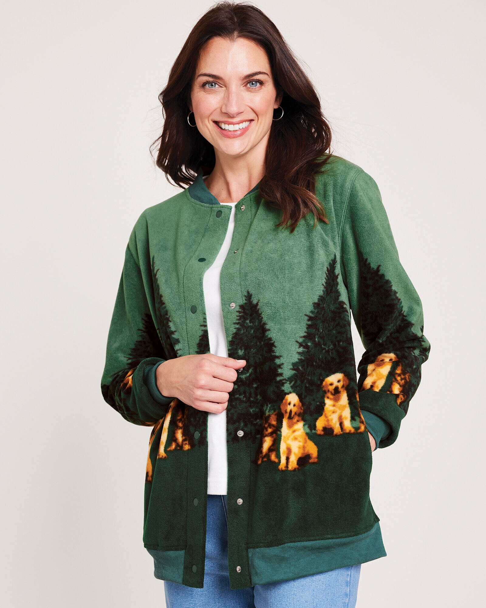 Scandia Fleece Print Snap Jacket