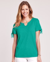 Slub Knit Tie Sleeve Top thumbnail number 1