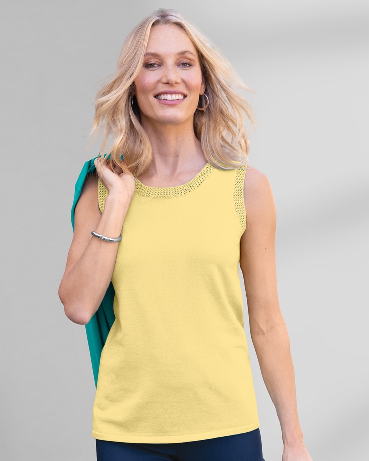 Madison Crochet-Trim Sleeveless Shell image number 1