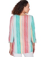 Ruby Rd® Tropical Splash Woven Wavy Stripe Top thumbnail number 2
