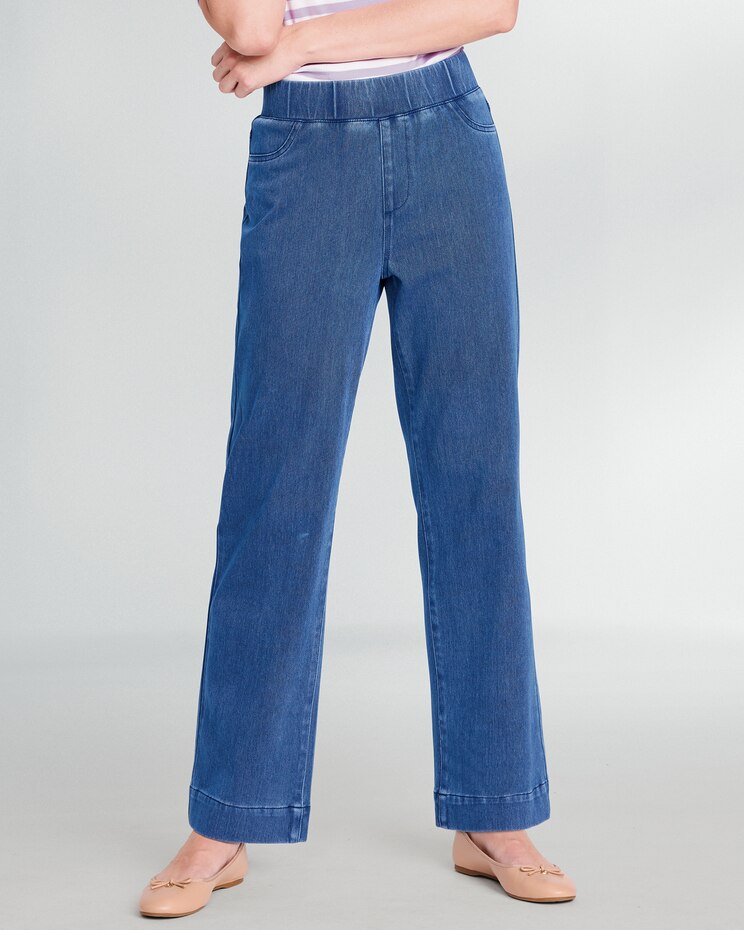 Classic Knit Denim Wide-Leg image number 1