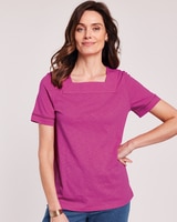 Slub Knit Square Neck Top thumbnail number 1