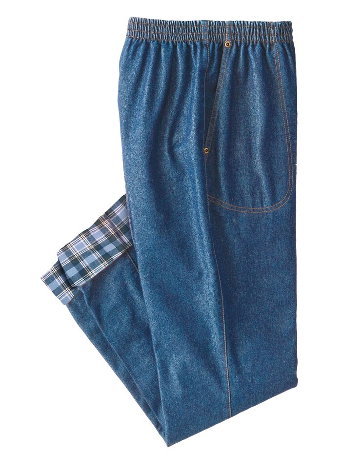 Haband Women’s Flannel Lined Stretch Waist Classic Cotton Jeans image number 1