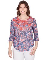 Ruby Rd® Red White New Knit Chevron Top thumbnail number 1