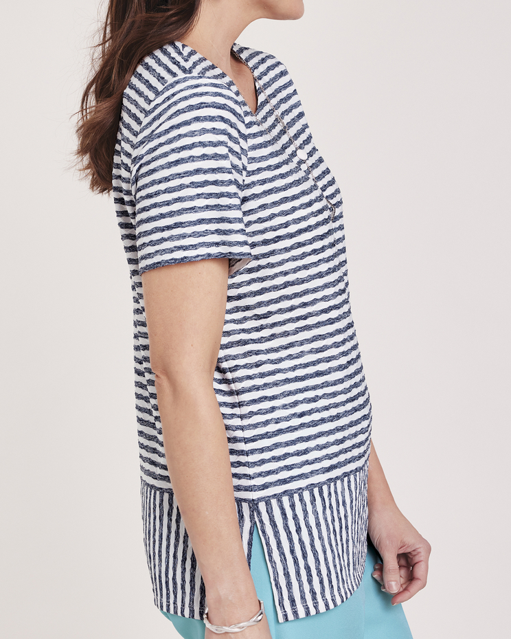Alfred Dunner® Stripe Top with Necklace image number 3