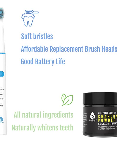 Pursonic USB Rechargeable Rotary Toothbrush + Freebie Activated Coconut Charcoal Powder Natural Teeth Whitener