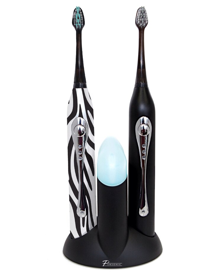 Dual Handle Sonic Rechargeable Toothbrush - Black +Zebra image number 1