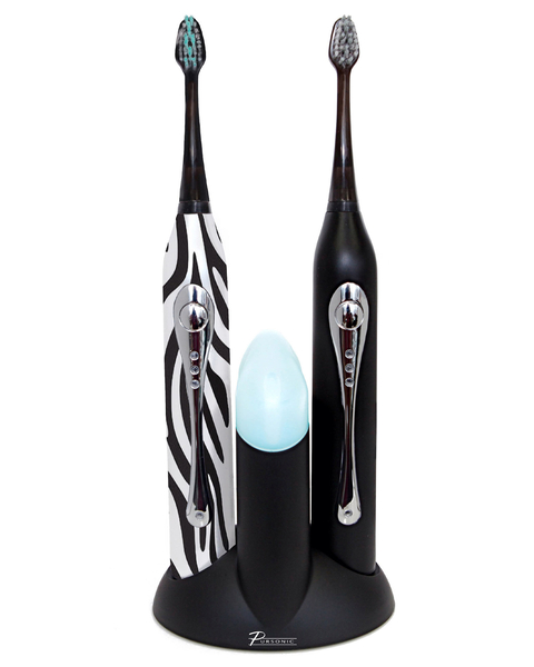 Dual Handle Sonic Rechargeable Toothbrush - Black +Zebra