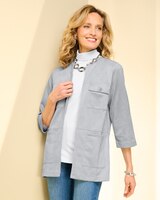 Stretch Microsuede Seamed Open Jacket thumbnail number 1