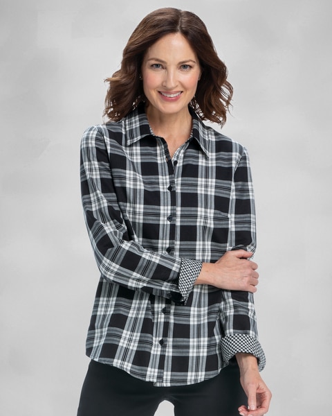 Plaid & Gingham Brushed-Cotton Shirt