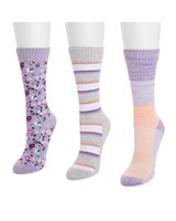 MUK LUKS® Women's 3 Pack Cotton Compression Crew Socks thumbnail number 2