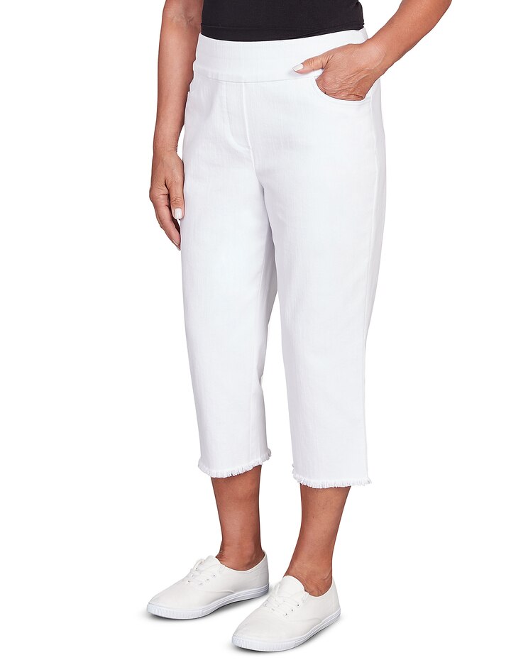 Alfred Dunner® Superstretch Denim Fringe Capri Pant image number 3