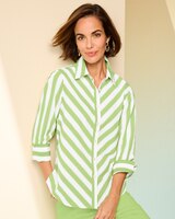 3/4 Sleeve Bias Stripe Shirt thumbnail number 1