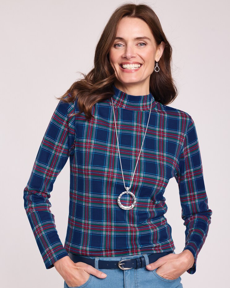 Essential Knit Patterned Mock Top image number 1